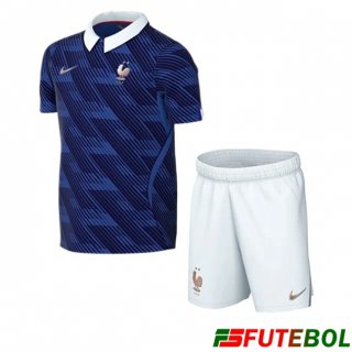 Camisa França Criança Home Azul Real 2026/2027 Camisa França Criança Home Azul Real 2026/2027